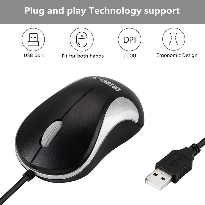 SOON GO USB Mouse 2 Pack Computer Mouse Ergonomic Optical Wired Mice for Office and Home,Compatible with Computer Laptop PC Desktop Silver by SOONGO - Image 3